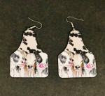 NEW Western Cowgirl Boho Cow Theme Faux Leather Dangle Earrings