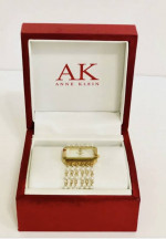 Vintage Anne Klein Diamond 10/7209 Gold Tone Pearl Bracelet Watch