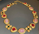 Vintage flower hearts necklace