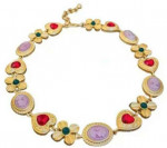 Vintage flower hearts necklace