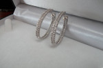 14K White Gold Diamond Oval Hoop Earrings Estate Jewelry pair 4.0ct.tw