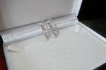 14K White Gold Diamond Oval Hoop Earrings Estate Jewelry pair 4.0ct.tw