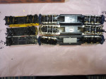 HO scale 12 wheel locomotives with matching caboose.