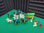 Plastic Toy Covered Wagon with Wild West Figures