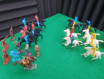 Plastic Toy Covered Wagon with Wild West Figures