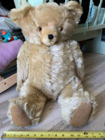 Wonderful Large Old Mohair Teddy Bear Jointed Glass Eyes