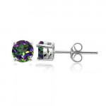 New .925 Sterling Silver Mystic Topaz Stud Earrings