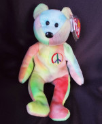 1996 TY Beanie Baby Bear- PEACE Ty-Dyed Bear New