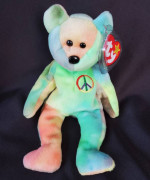 1996 TY Beanie Baby Bear- PEACE Ty-Dyed Bear New