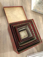 Nesting Christmas gift box, set of 9. Largest is 12”x 12”