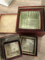 Nesting Christmas gift box, set of 9. Largest is 12”x 12”