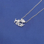 New Sterling Silver Dog with Puppy Necklace