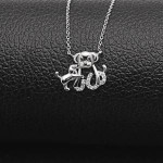 New Sterling Silver Dog with Puppy Necklace