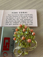 Pink Coral & Olivine Brooches