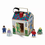 Take-Along Wooden Doorbell House Playhouse Playset Melissa and Doug