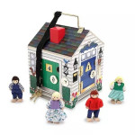 Take-Along Wooden Doorbell House Playhouse Playset Melissa and Doug