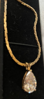 Pear cut baguette, diamond 14 karat gold necklace