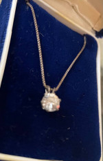 18 inch sterling silver necklace with cubic zirconia Solitaire