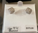 925 sterling, silver diamond earrings