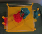 2001 Mattel Rock'em Sock'em Robots Blue Bomber Red Rocker Boxing Game