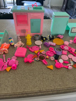 Vintage 1990s Barbie Refrigerator, light up stove and sink, and access