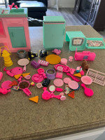 Vintage 1990s Barbie Refrigerator, light up stove and sink, and access
