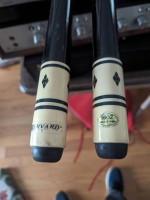2 Matching Harvard Pool Sticks 19 oz.