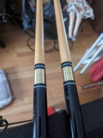 2 Matching Harvard Pool Sticks 19 oz.