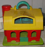 Vintage Fisher Price Little People Farm Barn with Red Silo