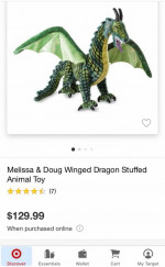 Huge Melissa and Doug Winged Dragon Stuffed Animal Toy