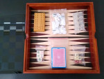 Combination Game Set Backgammon Checkers Chess Cribbage Dominos 5 in 1