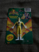 New in pkg 1994 power rangers bendable figure yellow