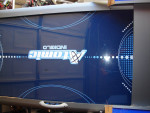 Large Atomic Indiglo air hockey table w/pucks and paddles