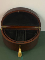 2000 Bombay Company Half Moon Jewelry Box Mahogany Wood- Key With Tass
