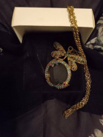 COLLEEN LOPEZ RHINESTONE DRAGONFLY MAGNIFYING GLASS NECKLACE