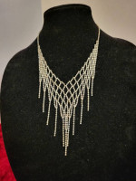 Vintage Silverplated Rhinestone Bib Necklace