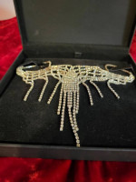 Vintage Silverplated Rhinestone Bib Necklace