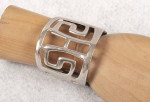 Vintage 1970's Silver Hinged Cut-Out Wide Clamp Bracelet, 6-7" Wrist