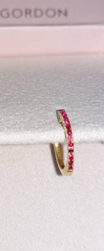 ARIEL GORDON Pavé 14k Sapphire and Ruby Huggies ~ Mint Condition