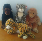 4 TY Beanie Buddies Collection, Wildlife, no ear tags, each - $10, all