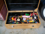 Hardwood Toy Box Full of 130 Assorted items