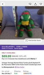 Vintage Raphael Teenage MutantNinja Turtles 9”- ONLY $18