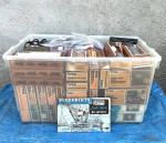 Large Bin of Tyco HO Trains, Santa Fe, Rolling Stock, Transformers Etc