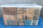 Large Bin of Tyco HO Trains, Santa Fe, Rolling Stock, Transformers Etc