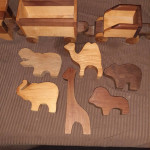 Solid wood, LARGE Train set with animals