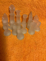 CHESS PIECES - 16 total  FROSTED GLASS -$5
