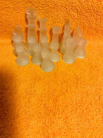 CHESS PIECES - 16 total  FROSTED GLASS -$5