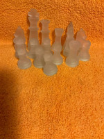 CHESS PIECES - 16 total  FROSTED GLASS -$5