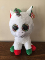 TY JUMBO 16 in Beanie Boo Christmas Unicorn “CANDY CANE” Brand New