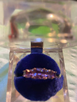 14k rose gold 5stone Amethyst 4 Diamond ring